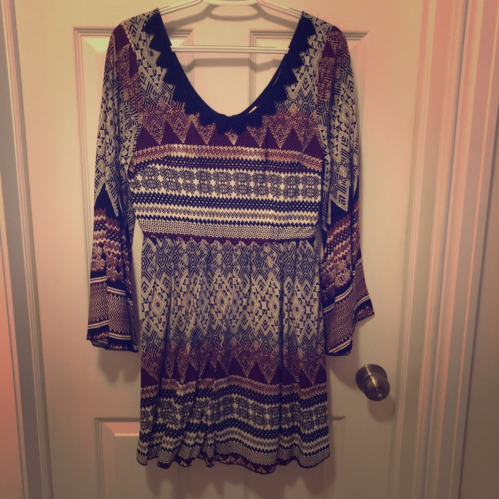 Bell sleeve fit and flare dress